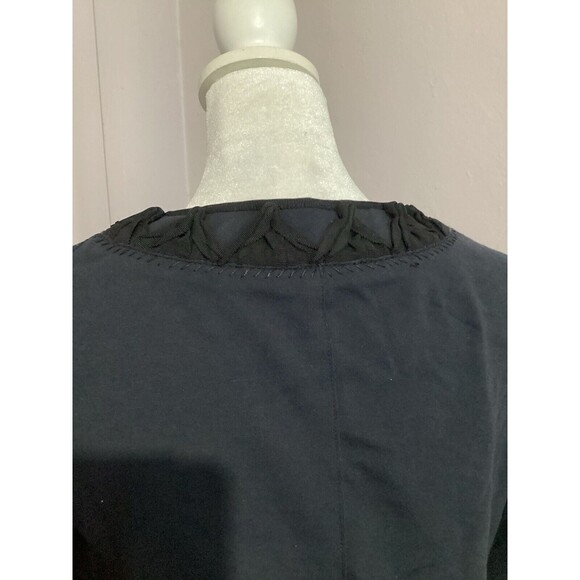 Elie Tahari Navy Blue Snap Button Up Lace Collar Jersey Blazer S - Picture 6 of 8